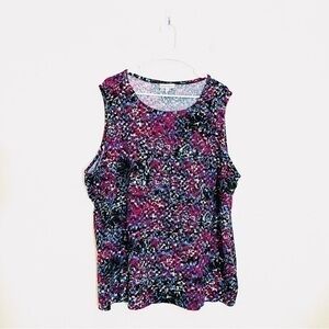 Fashion Bug Round Neck Ruffle Front Sleeveless Blouse Women Size 3X Multi Color